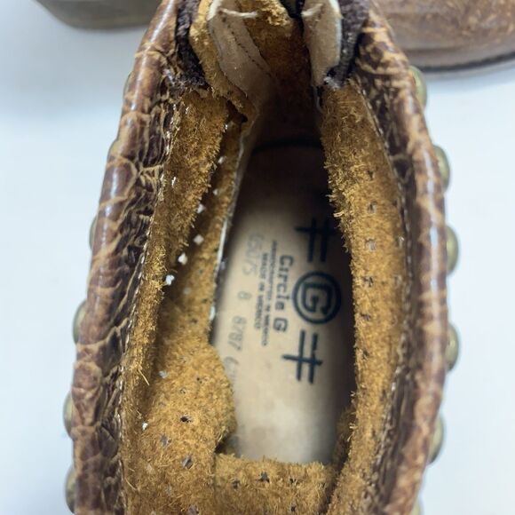 Circle G By Corral Leather Ankle Boots Honey Cut Out & Studs Size 8 Women’s - Picture 15 of 16